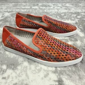 LORI GOLDSTEIN Loafers Diamond Cut Out Holes Colorful Leather